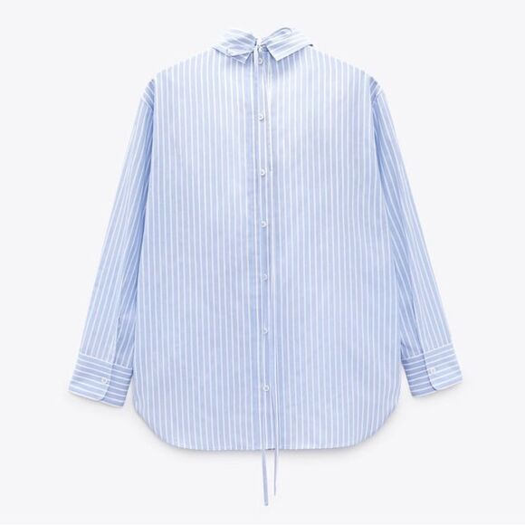 ZARA OVERSIZED STRIPED SHIRT WITH BUTTONS - Picture 9 of 12
